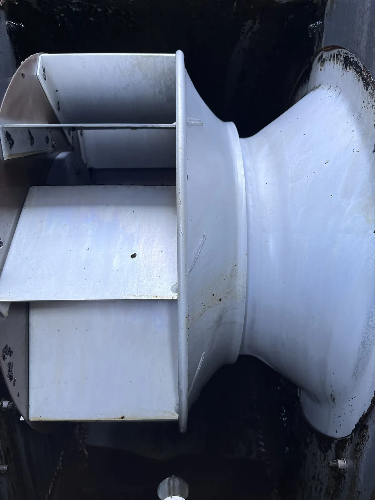 Upblast fan wheel after cleaning
